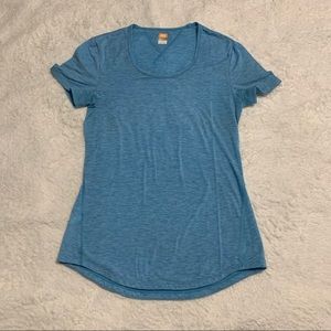 Lucy Tech Activewear Blue Round Neckline Tapered Sides Short Sleeve Tee Size XS